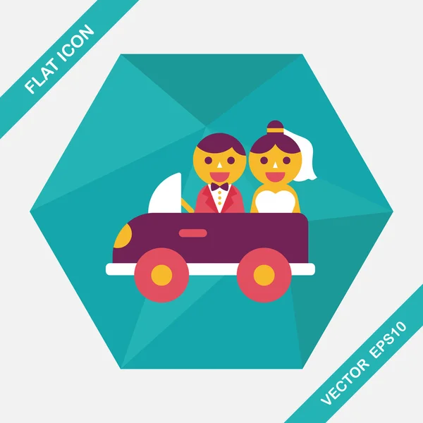 Bruiloft auto platte pictogram met lange schaduw, eps10 — Stockvector
