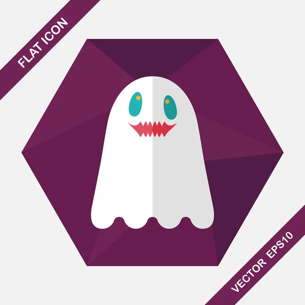 Fantasma icono plano con sombra larga, eps10 — Vector de stock