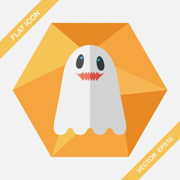 Fantasma icono plano con sombra larga, eps10 — Vector de stock