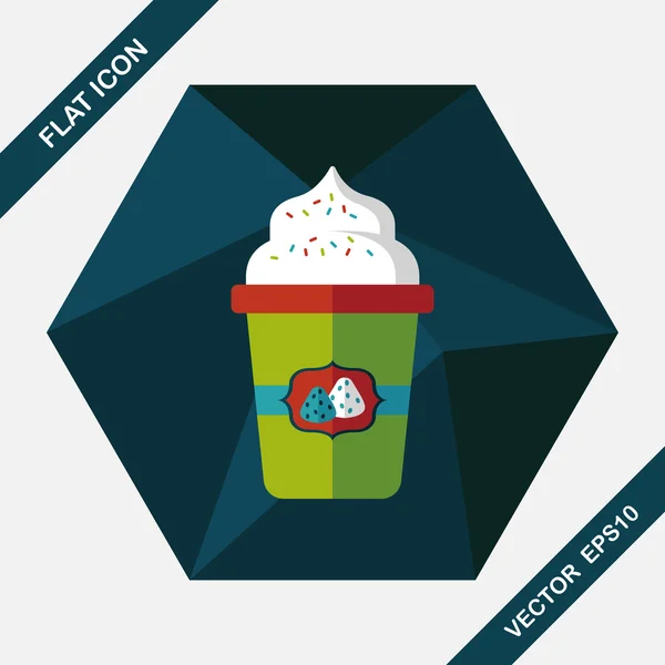 Crema de leche café icono plano con sombra larga, eps10 — Vector de stock