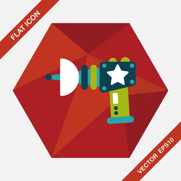 Space gun flat icon with long shadow, eps10 — стоковый вектор