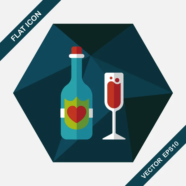 Ślub szampan płaska ikona z długim cieniem, eps10 — Wektor stockowy