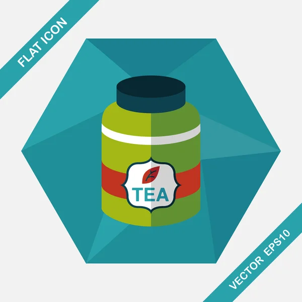 Čaj kanystr plochý ikona s dlouhý stín, eps10 — Stockový vektor