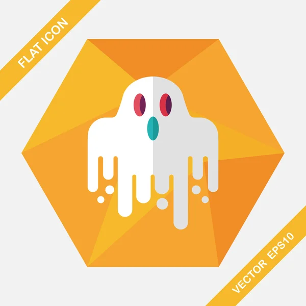 Fantasma icono plano con sombra larga, eps10 — Vector de stock