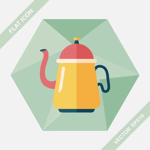Bouilloire à café icône plate avec ombre longue, eps10 — Image vectorielle