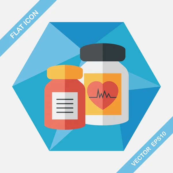 Suppléments médicament icône plate avec ombre longue, eps10 — Image vectorielle