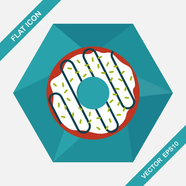 Donut platte pictogram met lange schaduw, eps10 — Stockvector