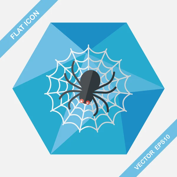 Halloween spider lapos ikon a hosszú árnyék, eps10 — Stock Vector