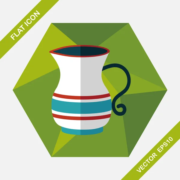 Thee pot platte pictogram met lange schaduw, eps10 — Stockvector