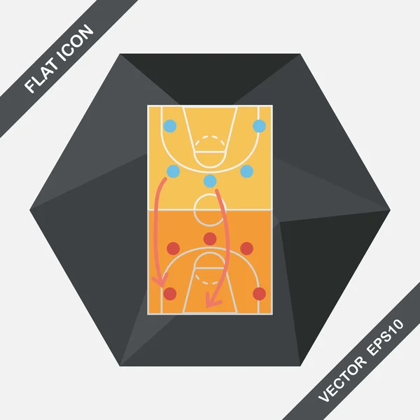 Basketball Strategy Board icona piatta con lunga ombra, eps10 — Vettoriale Stock