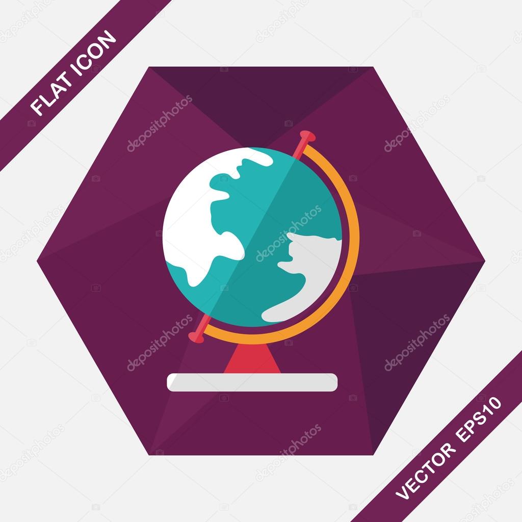 globe flat icon with long shadow,eps10