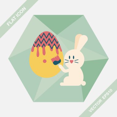 Paskalya tavşanı düz simgesi ile uzun gölge, eps10