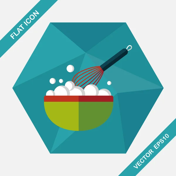 Batteur d'ustensiles de cuisine icône plate avec ombre longue, eps10 — Image vectorielle