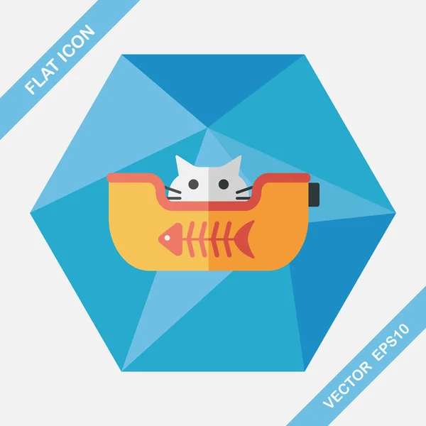 Pet bed flat icon with long shadow, eps10 — стоковый вектор