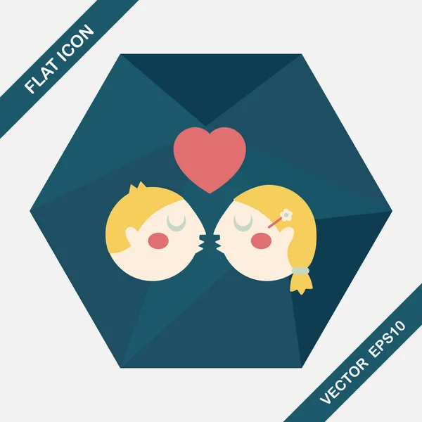 San Valentín pareja icono plano con sombra larga, eps10 — Vector de stock