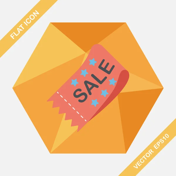 Shopping sale coupon flat icon with long shadow,eps10 — Stock Vector