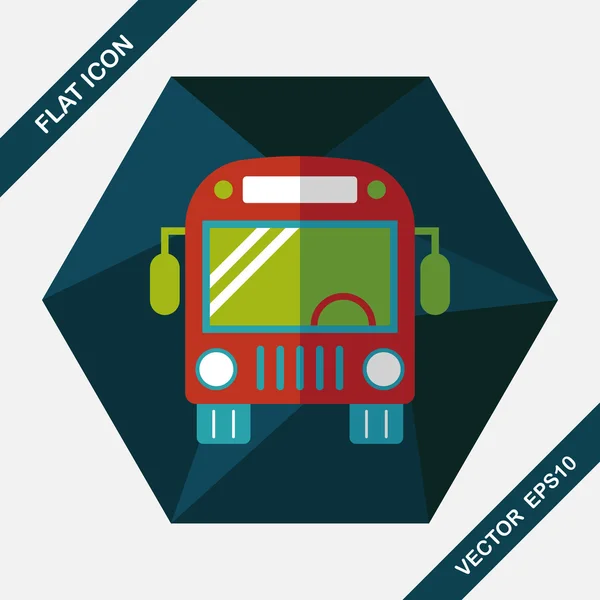 Транспорт Bus flat icon with long shadow, eps10 — стоковый вектор