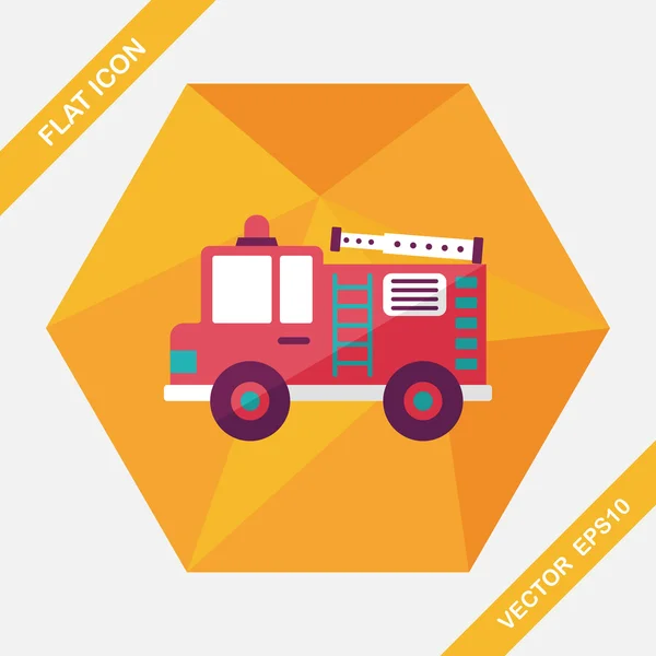 Transporte Camión de bomberos icono plano con sombra larga, eps10 — Archivo Imágenes Vectoriales