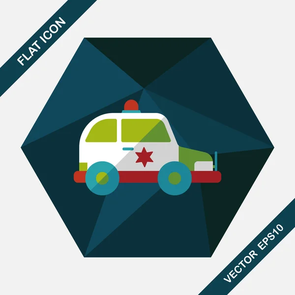 Транспорт Police car flat icon with long shadow, eps10 — стоковый вектор