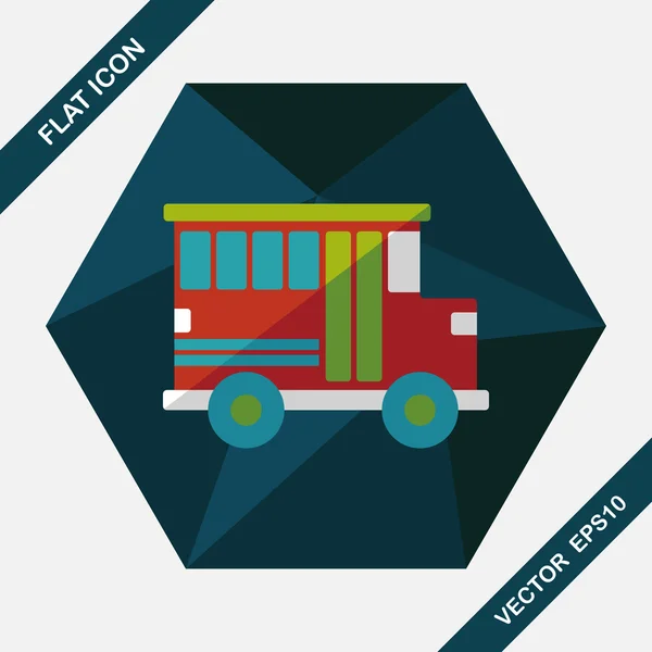 Vervoer schoolbus platte pictogram met lange schaduw, eps10 — Stockvector