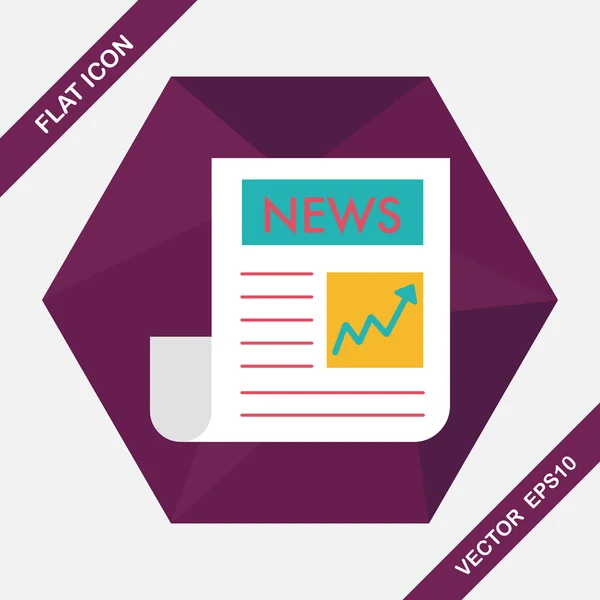 Noticias financieras icono plano con sombra larga, eps10 — Vector de stock