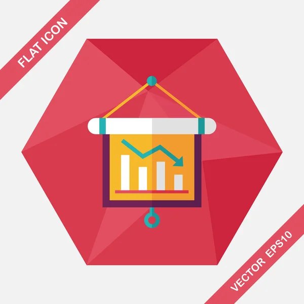 Business chart icône plate avec ombre longue, eps10 — Image vectorielle