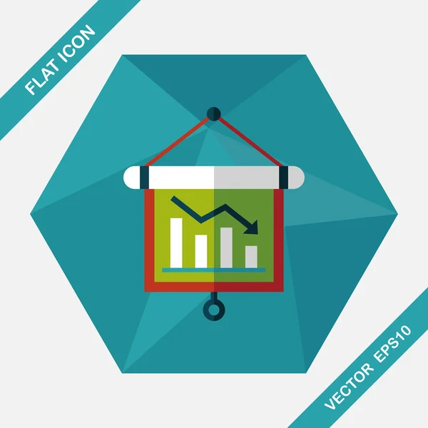 Business chart icône plate avec ombre longue, eps10 — Image vectorielle