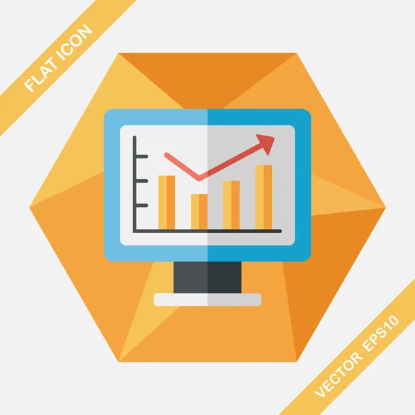 Zakelijke grafiek platte pictogram met lange schaduw, eps10 — Stockvector