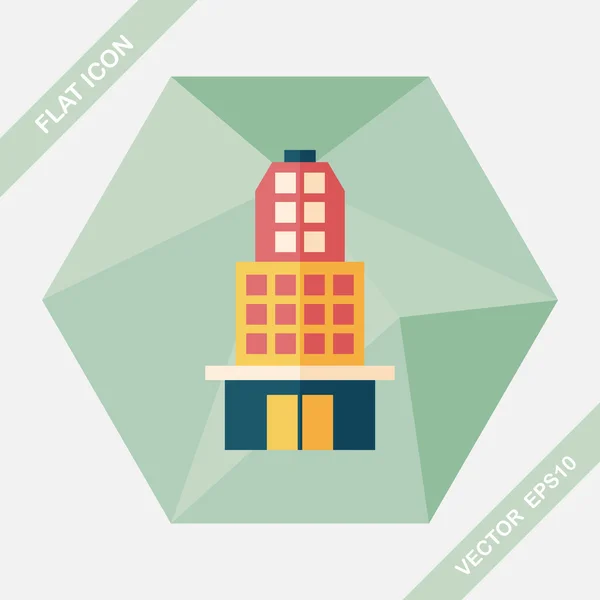 Edificio icono plano con sombra larga, eps10 — Vector de stock