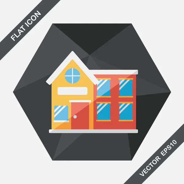 Building house flat icon with long shadow,eps10 — Stock Vector