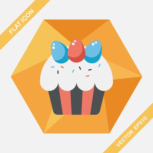 Pasen cupcake platte pictogram met lange schaduw, eps10 — Stockvector