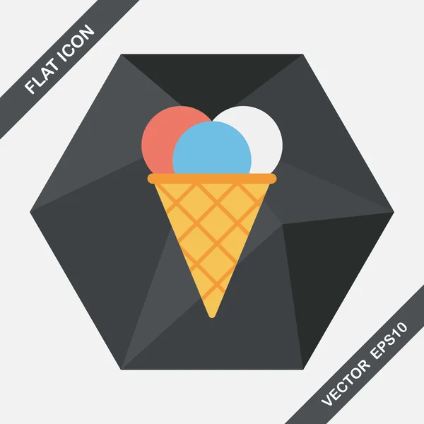 Ice cream flat icon with long shadow,eps10 — Stock Vector