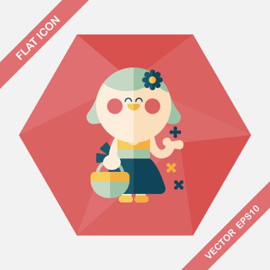 düğün çiçeği kız düz ikon, uzun gölge, eps10