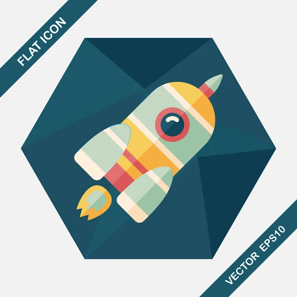 Space Rakete flache Ikone mit langem Schatten, Eps10 — Stockvektor