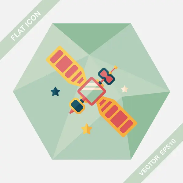 Space Satellite flat icon with long shadow, eps10 — стоковый вектор