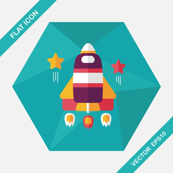 Space rocket flat icon with long shadow, eps10 — стоковый вектор