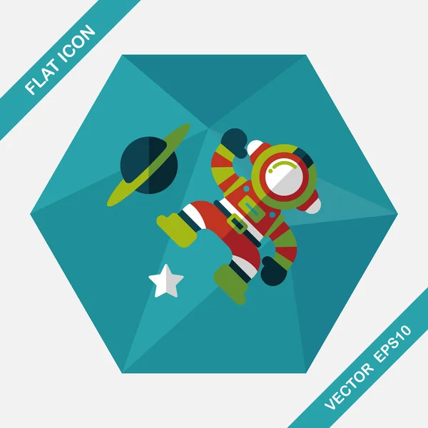 Espacio Astronauta icono plano con sombra larga, eps10 — Vector de stock