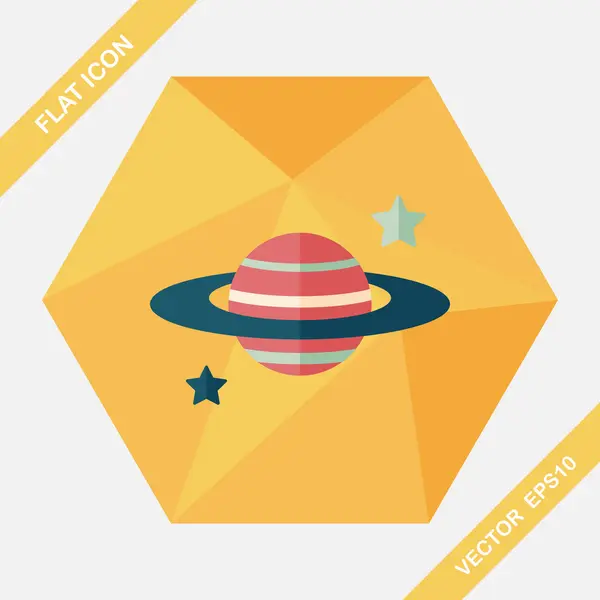 Space planet flat icon with long shadow, eps10 — стоковый вектор