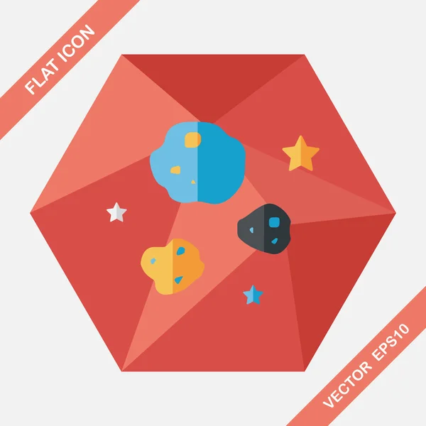 Space Meteorite flat icon with long shadow, eps10 — стоковый вектор