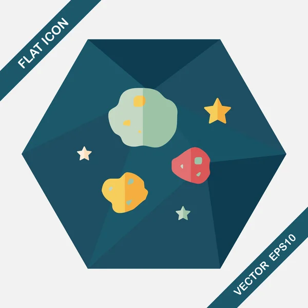 Espacio Meteorito icono plano con sombra larga, eps10 — Vector de stock