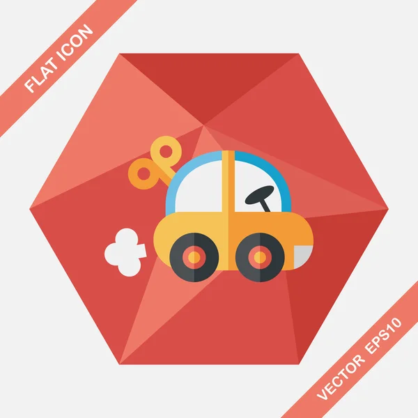 Juguete coche icono plano con sombra larga, eps10 — Vector de stock