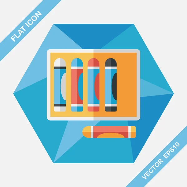 Kleurpotloden platte pictogram met lange schaduw, eps10 — Stockvector