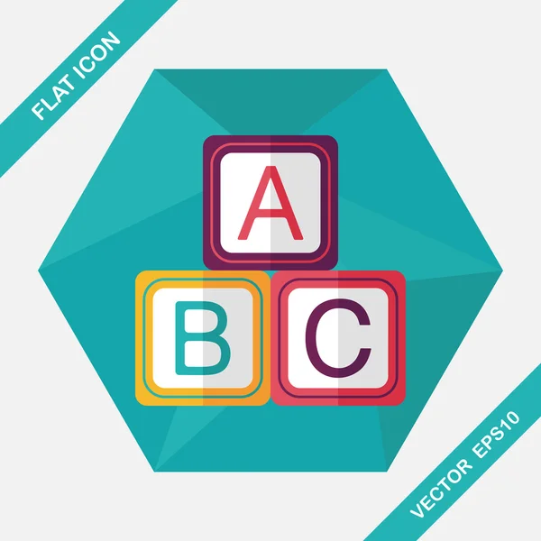 ABC blocks flat icon with long shadow, EPS 10 — стоковый вектор