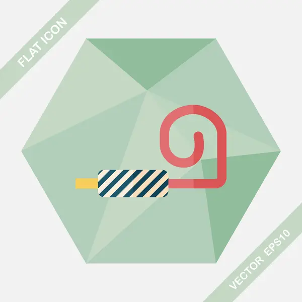 Party horn flat icon with long shadow, eps10 — стоковый вектор