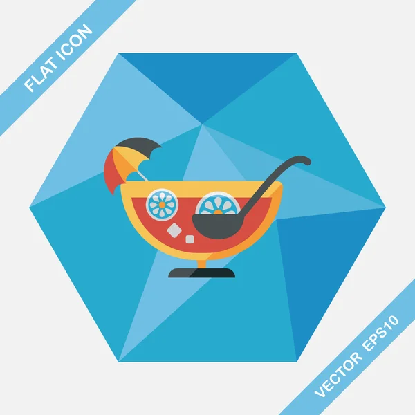 Cocktail flat icon met lange schaduw — Stockvector