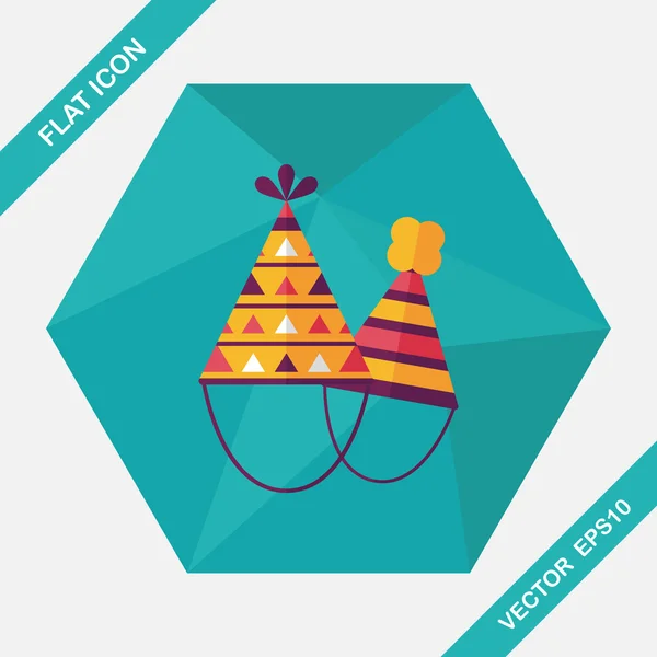 Verjaardag hoed platte pictogram met lange schaduw, eps10 — Stockvector