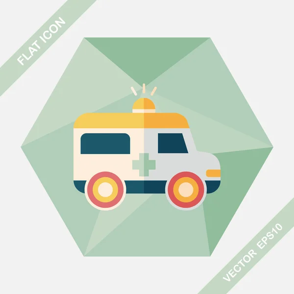 Icône plate ambulance avec ombre longue — Image vectorielle