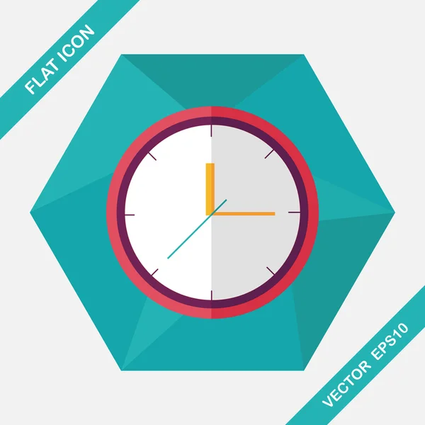 Clock flat icon with long shadow, eps10 — стоковый вектор