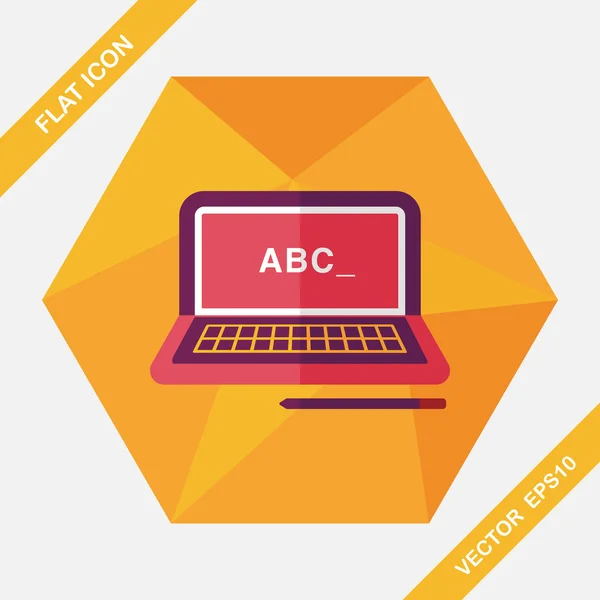 Laptop plat pictogram met lange schaduw, eps10 — Stockvector