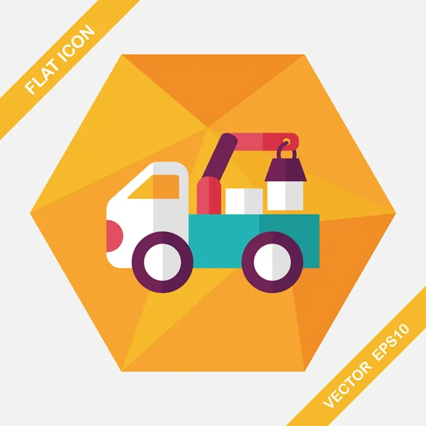 Vrachtwagen platte pictogram met lange schaduw, eps10 — Stockvector